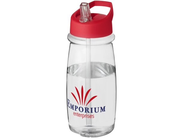 H2O Active® Pulse Bidón deportivo con tapa con boquilla de 600 ml personalizado transparente/rojo