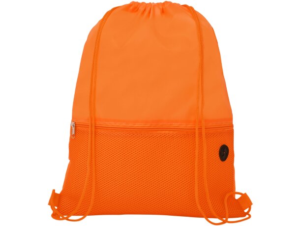 Mochila de cuerdas con logotipo para empresa original Oriole con malla y puerto auriculares Naranja detalle 22