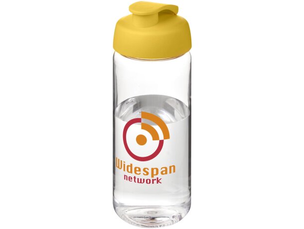 Bidón deportivo con tapa Flip de 600 ml personalizado transparente claro/amarillo