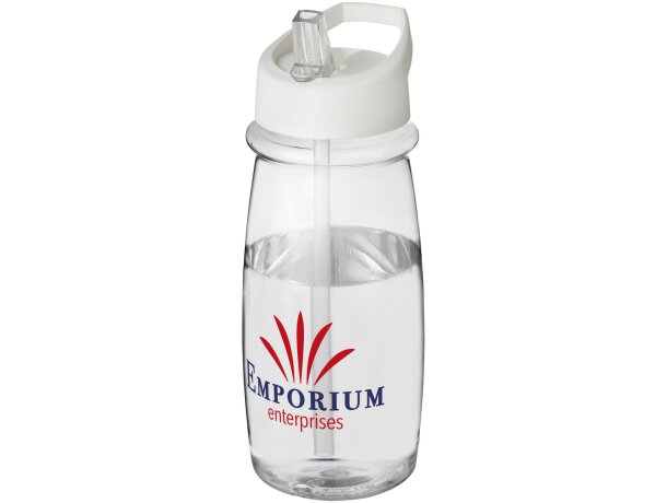 H2O Active® Pulse Bidón deportivo con tapa con boquilla de 600 ml personalizado transparente/blanco