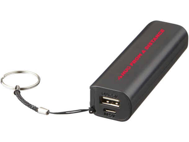 Powerbank de 1200 mAh Span con llavero y cable USB a micro USB Negro intenso detalle 2