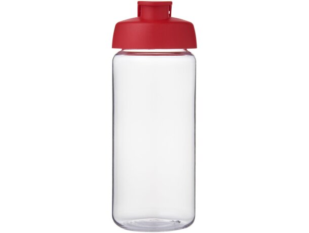 Bidón deportivo con tapa Flip de 600 ml personalizado transparente claro/rojo