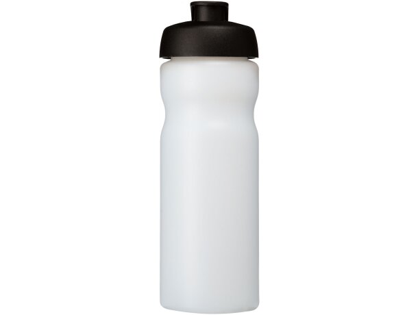 Baseline® Plus Bidón deportivo con tapa Flip de 650 ml personalizado transparente/negro intenso