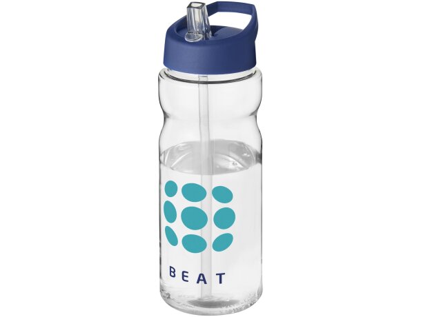 Bidón deportivo &quot;H2O Active® Base Tritan™&quot; de 650 ml personalizado transparente claro/azul