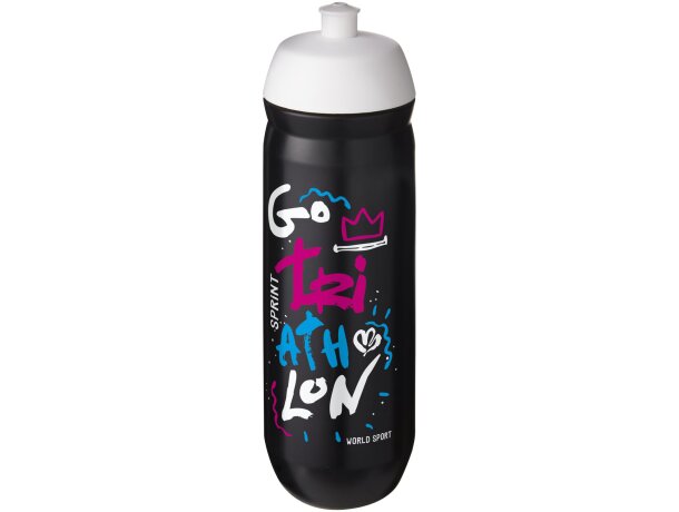 Bidón deportivo de 750 ml &quot;HydroFlex&quot; personalizado blanco/negro intenso