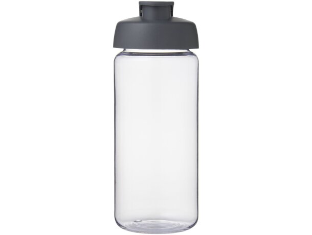 Bidón deportivo con tapa Flip de 600 ml personalizado transparente claro/gris