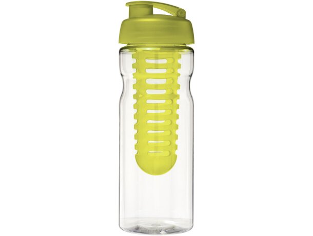 H2O Active® Base Bidón deportivo e infusor con Tapa Flip de 650 ml personalizado transparente/lima