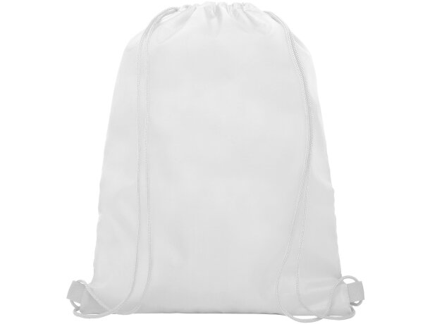 Mochila de cuerdas con logotipo para empresa original Oriole con malla y puerto auriculares Blanco detalle 18