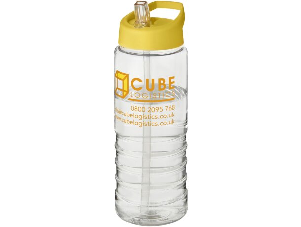 H2O Active® Treble Bidón deportivo con tapa con boquilla de 750 ml personalizado transparente/amarillo