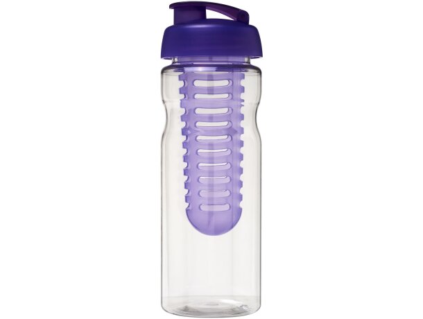 H2O Active® Base Bidón deportivo e infusor con Tapa Flip de 650 ml personalizado transparente/morado