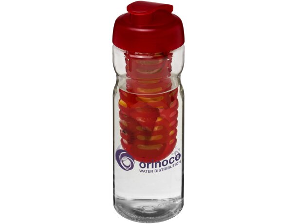 H2O Active® Base Bidón deportivo e infusor con Tapa Flip de 650 ml personalizado transparente/rojo