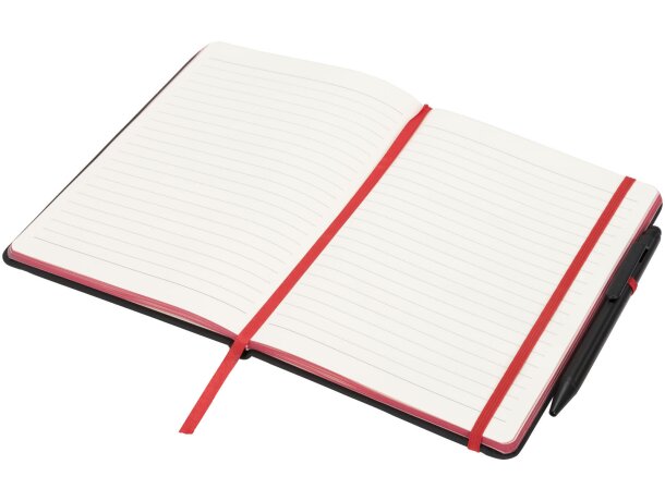 Libretas con banda elastica Noir Edge moderna elegante tapa suave negra Negro intenso/rojo detalle 4