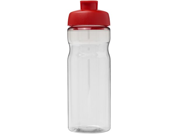 Bidón deportivo de 650 ml con tapa Flip personalizado transparente claro/rojo