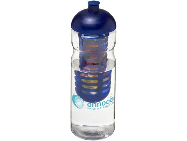 H2O Active® Base Bidón deportivo e infusor con Tapa Dome de 650 ml personalizado transparente/azul