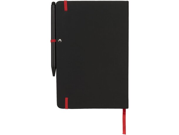 Libretas con banda elastica Noir Edge moderna elegante tapa suave negra Negro intenso/rojo detalle 3