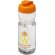 Bidón deportivo de 650 ml con tapa Flip personalizado transparente claro/naranja