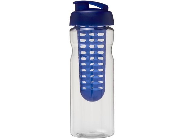 H2O Active® Base Bidón deportivo e infusor con Tapa Flip de 650 ml personalizado transparente/azul