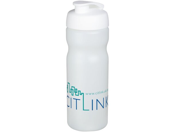 Baseline® Plus Bidón deportivo con tapa Flip de 650 ml personalizado transparente/blanco