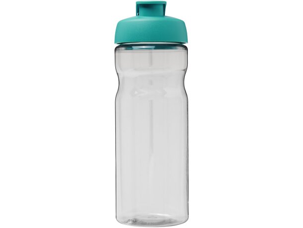 Bidón deportivo de 650 ml con tapa Flip personalizado transparente claro/azul aqua