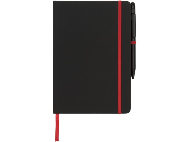 Libretas con banda elastica Noir Edge moderna elegante tapa suave negra Negro intenso/rojo detalle 2