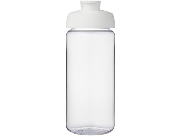 Bidón deportivo con tapa Flip de 600 ml personalizado transparente claro/blanco