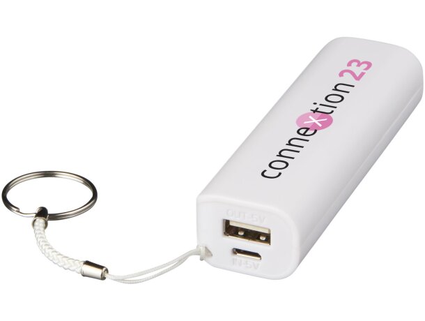 Powerbank de 1200 mAh Span con llavero y cable USB a micro USB Blanco detalle 7