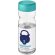 Bidón deportivo de 650 ml con tapa de rosca personalizado transparente claro/azul aqua