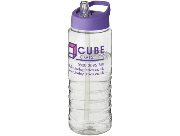 H2O Active® Treble Bidón deportivo con tapa con boquilla de 750 ml personalizado transparente/morado