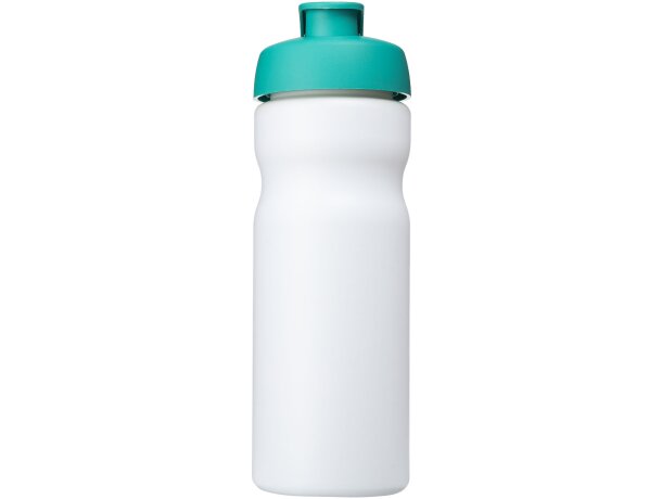 Baseline® Plus Bidón deportivo con tapa Flip de 650 ml personalizado blanco/azul aqua