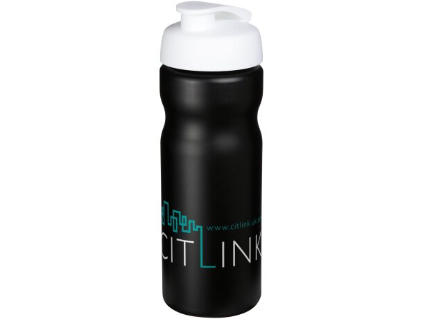 Baseline® Plus Bidón deportivo con tapa Flip de 650 ml personalizado negro intenso/blanco