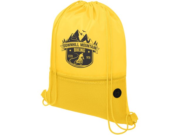 Mochila de cuerdas con logotipo para empresa original Oriole con malla y puerto auriculares Amarillo detalle 26