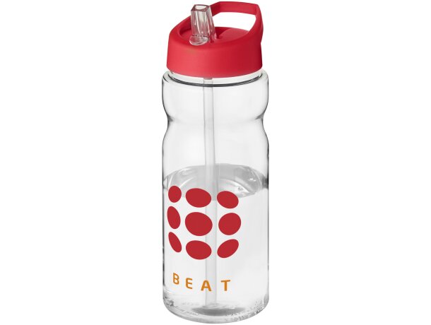 Bidón deportivo &quot;H2O Active® Base Tritan™&quot; de 650 ml personalizado transparente claro/rojo