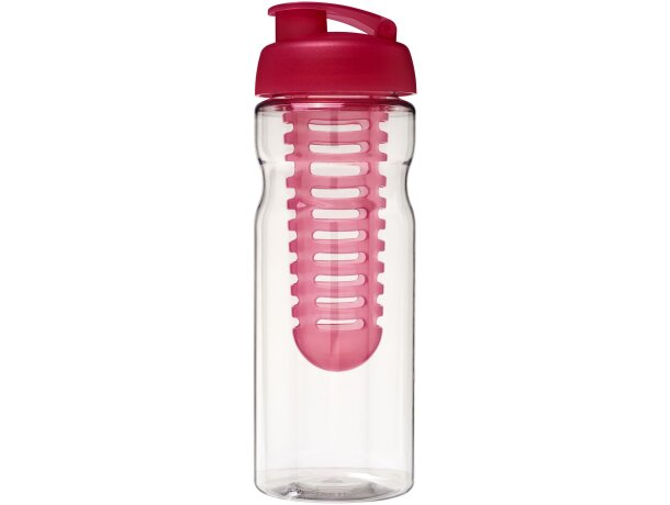 H2O Active® Base Bidón deportivo e infusor con Tapa Flip de 650 ml personalizado transparente/rosa