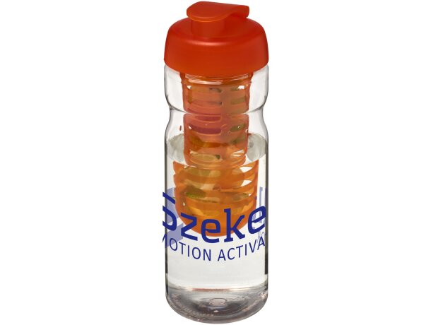 H2O Active® Base Bidón deportivo e infusor con Tapa Flip de 650 ml personalizado transparente/naranja