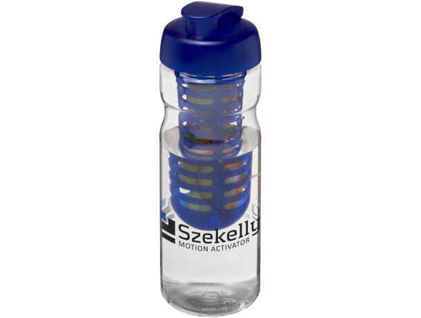 H2O Active® Base Bidón deportivo e infusor con Tapa Flip de 650 ml personalizado transparente/azul