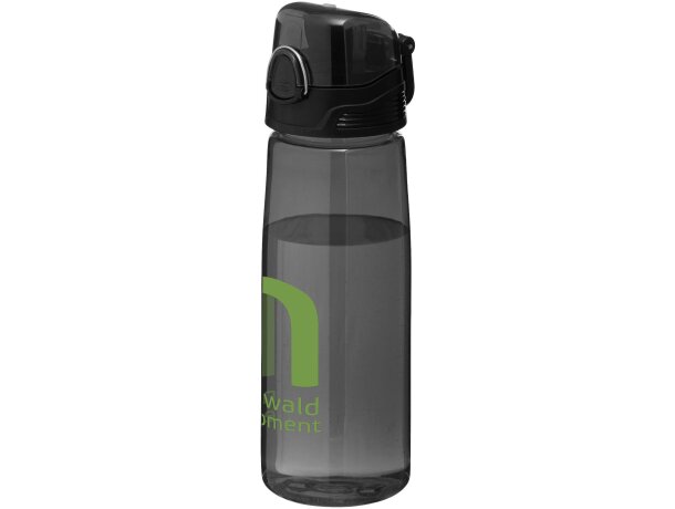 Botella para deporte con tapa abatible 700 ml personalizada economica negro transparente