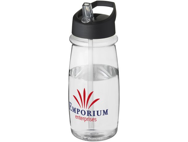 H2O Active® Pulse Bidón deportivo con tapa con boquilla de 600 ml personalizado transparente/negro intenso