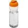 Bidón deportivo de 650 ml con tapa Flip personalizado transparente claro/naranja