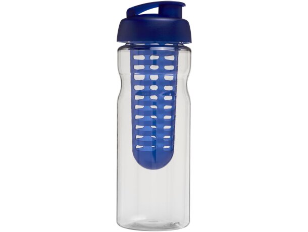 H2O Active® Base Bidón deportivo e infusor con Tapa Flip de 650 ml personalizado transparente/azul