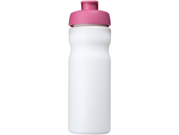 Baseline® Plus Bidón deportivo con tapa Flip de 650 ml personalizado blanco/rosa