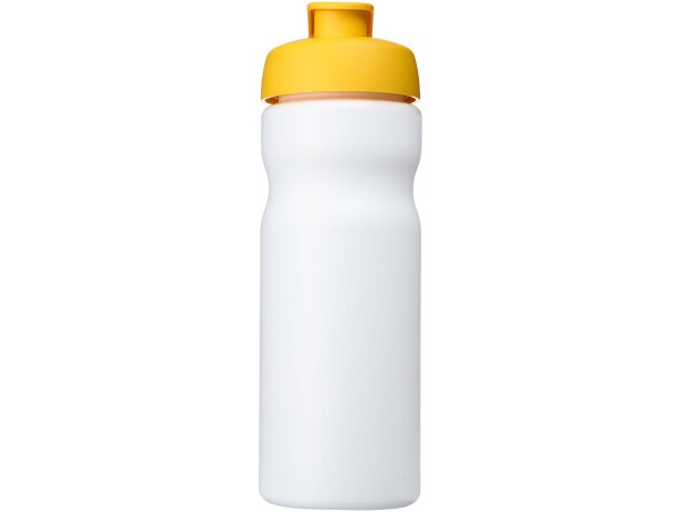 Baseline® Plus Bidón deportivo con tapa Flip de 650 ml personalizado blanco/amarillo