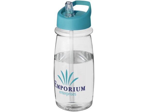 H2O Active® Pulse Bidón deportivo con tapa con boquilla de 600 ml personalizado transparente/azul aqua