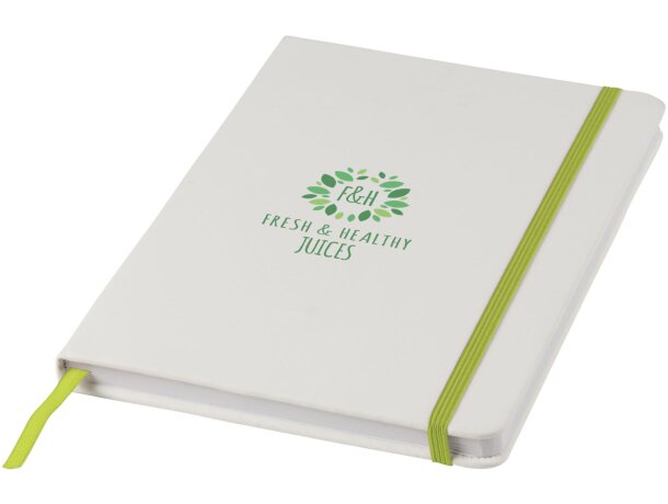 Libreta A5 blanca con cinta de color Spectrum personalizado