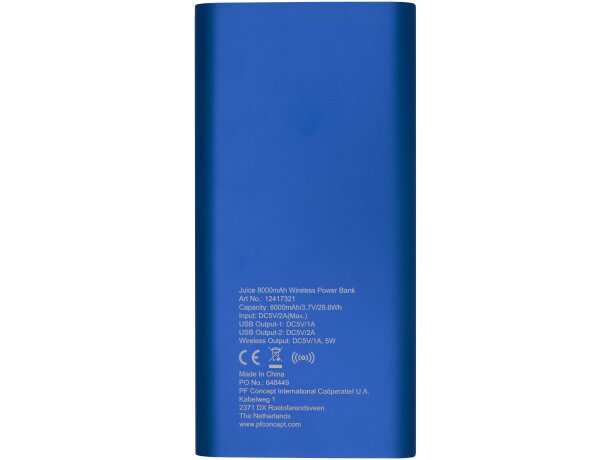 Powerbank de 8000 mAh Juice con carga inalámbrica y carcasa de aluminio Azul real detalle 11