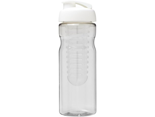 H2O Active® Base Bidón deportivo e infusor con Tapa Flip de 650 ml personalizado transparente/blanco