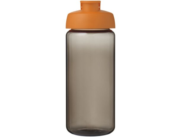 Bidón deportivo con tapa Flip de 600 ml personalizado carbón/naranja