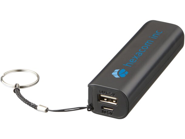 Powerbank de 1200 mAh Span con llavero y cable USB a micro USB Negro intenso detalle 1