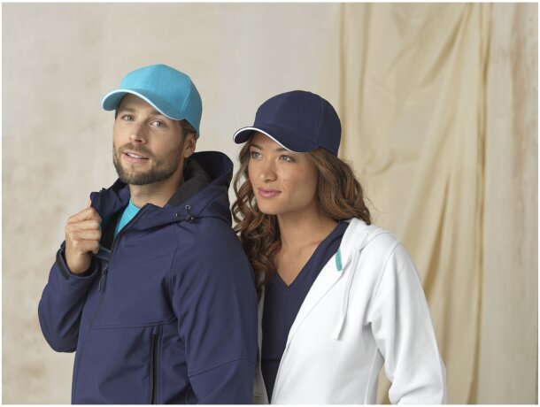 Gorra sandwich reciclada de 6 paneles GRS Topaz Azul nxt detalle 10