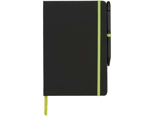 Libretas con banda elastica Noir Edge moderna elegante tapa suave negra Negro intenso/lima detalle 10