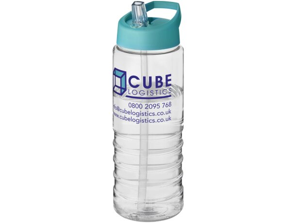 H2O Active® Treble Bidón deportivo con tapa con boquilla de 750 ml personalizado transparente/azul aqua